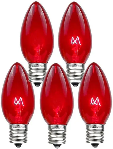 Vista 8 de Paquete de 25 focos de repuesto para cadena de luces de Navidad para exterior, 7 vatios, de Novelty Lights Multi