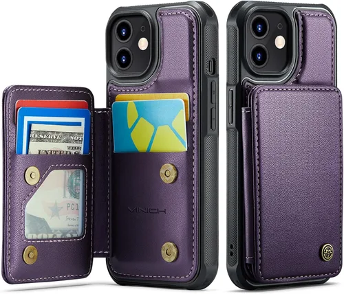 Vista 78 de Vinich for iPhone XR Wallet Case with Card Holder, Black RFID Blocking Credit Slots, Kickstand, Shockproof Flip Phone Cover, PU Leather, Double