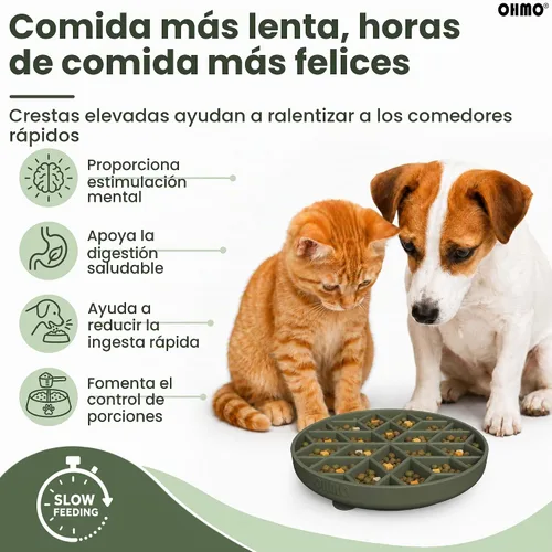 Vista 2 de OHMO Slow Feeder Dog Bowl, 5.9" Lick Mat for Dogs, Diamond, Camo Green verde (camo green)