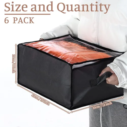Vista 2 de Sadnyy 6 bolsas de almacenamiento transparentes con cremalleras, contenedores plegables para ropa, organizador de plástico, cubos grandes de Gris