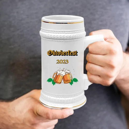 Vista 2 de Oktoberfest - Taza de cerveza para el Oktoberfest, taza de cerámica para el Oktoberfest 2023