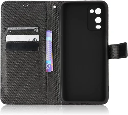 Vista 4 de Funda para Oppo A54 4G Funda de piel sintética con tapa para Oppo A54 4G CPH2239, color negro