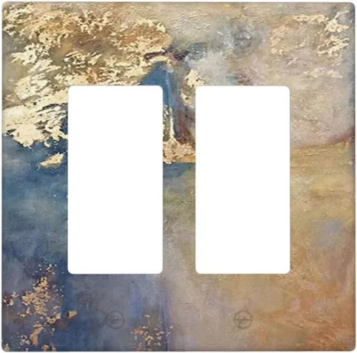 Vista 87 de Pintura al óleo de flores abstractas de 1 cuadrilla de interruptor de luz dúplex individual cubierta de salida placa de pared decorativa Placa