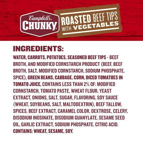 Vista 3 de Campbell's Chunky Sopa, Sopa de Puntas de Carne Asada con Verduras, Lata de 18.8 Oz