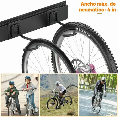 Vista 5 de WALMANN - Ganchos de bicicleta para pared de garaje, estante de almacenamiento para 6 bicicletas, ahorro de espacio