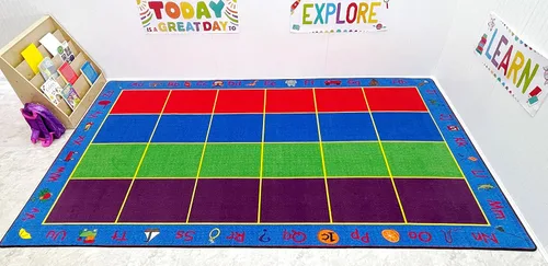 Vista 10 de KidCarpet.com ABC Rainbow - Alfombra para aula con 24 asientos, rectangular de 7 pies 6 pulgadas x 12 pies