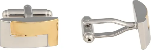 Vista 2 de Cuff-Daddy Gemelos de diseño de dos tonos dorado plateado mate con caja de presentación, Rodio