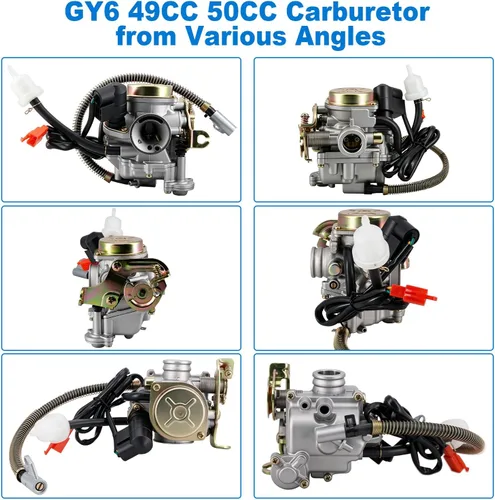 Vista 5 de Carburador 139QMB para GY6 50CC 49CC 4 tiempos Scooter Taotao Motor 0.709 in carb+ filtro de aire colector de admisión - Carburador de 50 cc