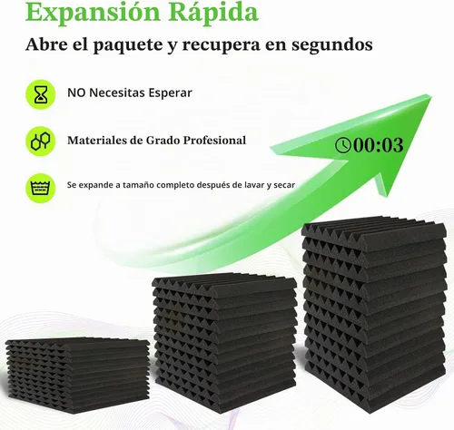 Vista 3 de Paquete de 54 paneles de espuma a prueba de sonido para paredes de 12 x 12 x 1 pulgadas, paneles acústicos de cuña que absorben el sonido, paneles