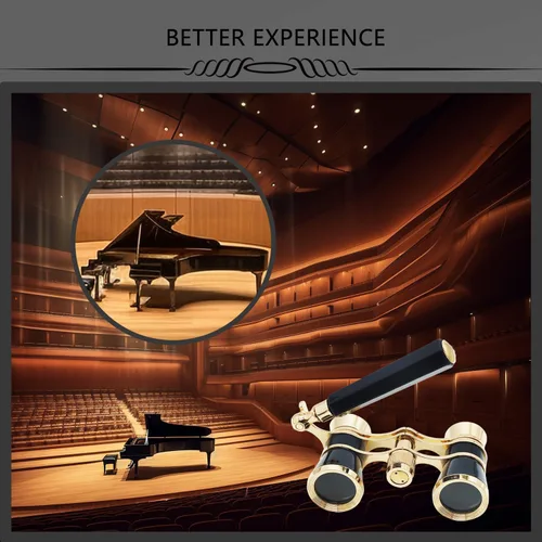 Vista 5 de BLACKICE Lentes de ópera, prismáticos de teatro de 3 x 25 pulgadas, mini anteojos de ópera compactos con mango ajustable, binoculares portátiles