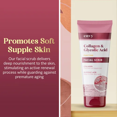 Vista 2 de Envy Exfoliante facial con colágeno y ácido glicólico, antienvejecimiento, suavizante y mejora las manchas oscuras, exfoliante suave, probado por