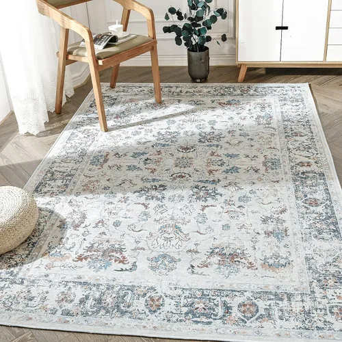 Vista 9 de jinchan Alfombra de entrada de 2 x 3 pulgadas, lavable, diseño floral vintage, tapete pequeño para interiores, bohemio, ligero, delgado