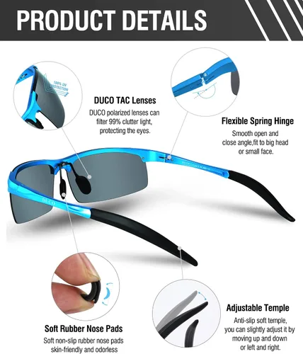 Vista 66 de Duco - Gafas de sol deportivas polarizadas para hombre con protección UV 8177s