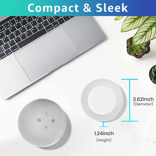 Vista 6 de Soporte para Echo Dot 4ª/5ª generación, soporte de mesa con guía de luz, efecto de luz mejorado, accesorios Dot 4/5 que ahorran espacio con gestión
