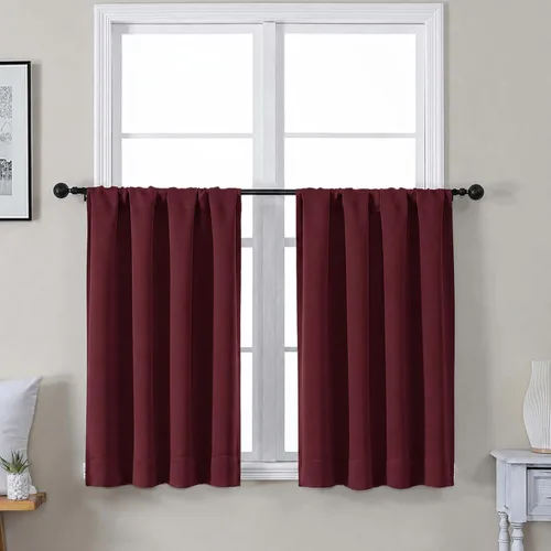 Vista 161 de Gwine Aqua Short Curtains 36 Inches Long - Small Half Window Kitchen Curtains Over Sink, Solid Blackout Curtain for Bathroom Basement Cabinet RV, 2