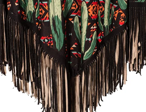Vista 6 de Montana West Poncho con estampado de caballo azteca para mujer capa de chal con flecos de vaquera occidental