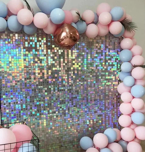 Vista 4 de 24 paneles de lentejuelas para pared brillante - Nuevo diseño entrelazado Pared brillante, telón de fondo de fiesta, eventos y carteles