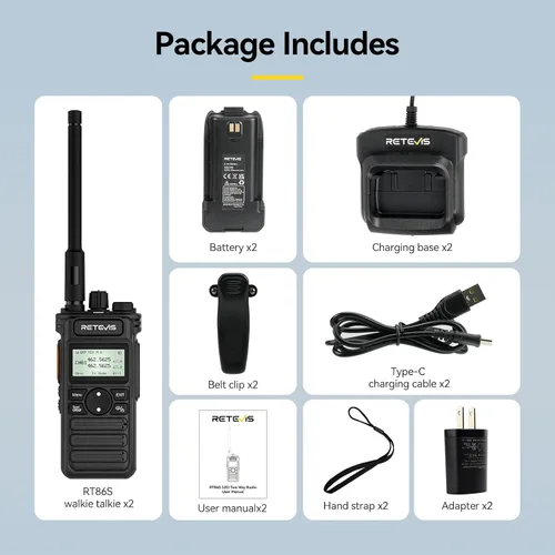 Vista 7 de Retevis RT86S (2ª generación RT86) Radio bidireccional de largo alcance, radio de emergencia, Walkie Talkie NOAA, alta potencia, radio GMRS duradera