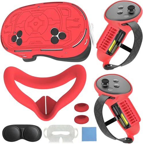 Vista 15 de 7 in 1 Silicone Cover Set Compatible with Meta Quest 3S, VR Accessories for Oculus/Meta Quest 3S Skins and Wraps, Includes Controller Grips Cover