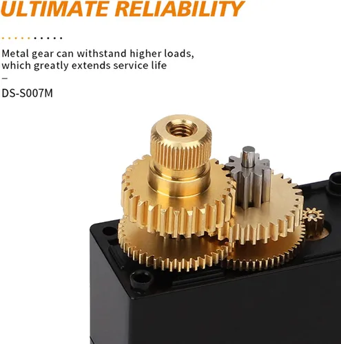 Vista 7 de 2 piezas de servo digital mini 21G, kit de motor de servos micro RC de engranaje de dirección de metal completo con cuerno de servo de 25T