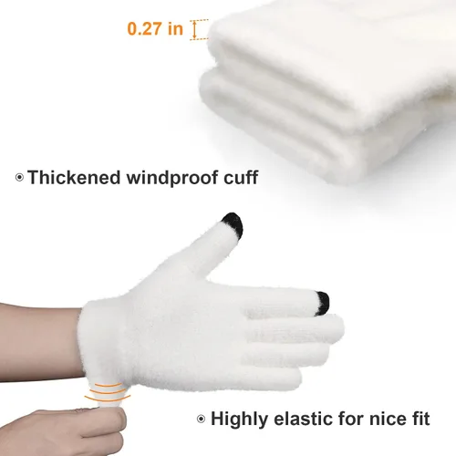 Vista 4 de Cierto Guantes de invierno para mujer para clima frío guantes de punto cálidos para pantalla táctil para mujer Guantes térmicos para exteriores