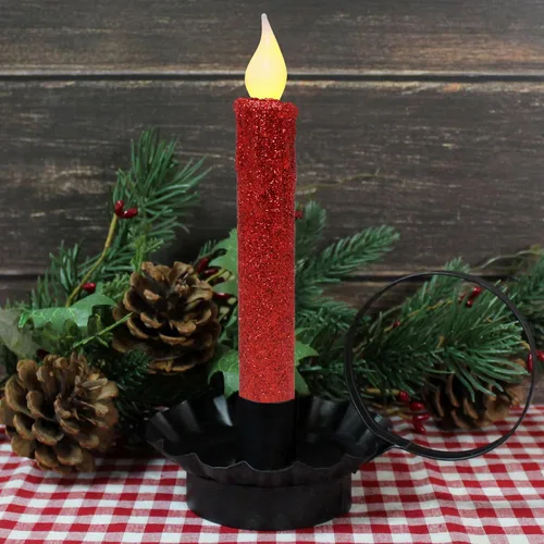 Vista 2 de CVHOMEDECO. Velas LED sin llama con purpurina parpadeantes que funcionan con pilas, con temporizador para el hogar, boda, Halloween, decoración