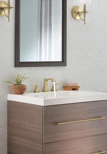 Vista 2 de Delta Ashlyn - Grifo de baño generalizado, grifo dorado de 3 agujeros, conjunto de drenaje de metal Push-Pop, bronce champán 3564-CZMPU-DST