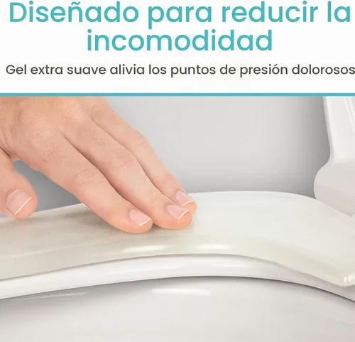 Vista 3 de Vive - Funda de cojín de gel para asiento de inodoro - Almohadilla elevada y acolchada para sillas alargadas, estándar y para inodoro Transparente