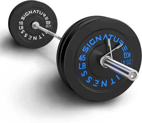 Vista 30 de Juego de placas olímpicas de amortiguación Fitvids, placas de peso de 2" para entrenamiento de fuerza y levantamiento de pesas, París o juego