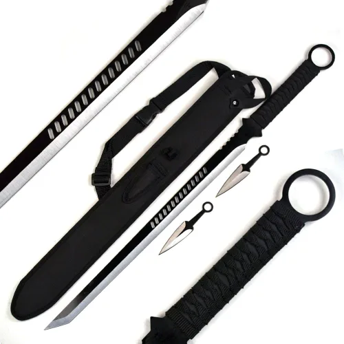 Vista 3 de Ninja Sword Machete Cuchillo de lanzamiento táctico Katana Tanto Blade, 27 pulgadas