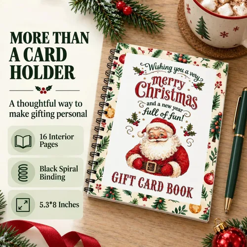 Vista 6 de Libro de tarjetas de regalo de Navidad para adultos, adolescentes Book2 Santa