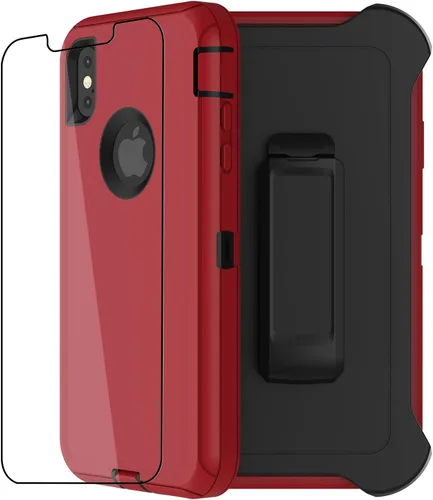 Vista 8 de Funda para iPhone Xs Max, [Resistente] 4 en 1, resistente a prueba de cortocircuitos, con función atril y protector de pantalla para Apple iPhone Xs