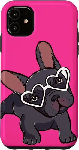Vista 8 de iPhone 16 Francés Bulldog Francés Perro Cachorro Lindo Perro Perro Gafas Caso Mascota