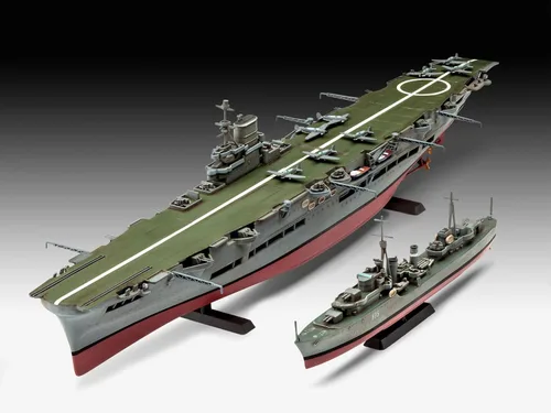 Vista 8 de Revell de Alemania 05149 HMS Ark Royal & Tribal Destroyer