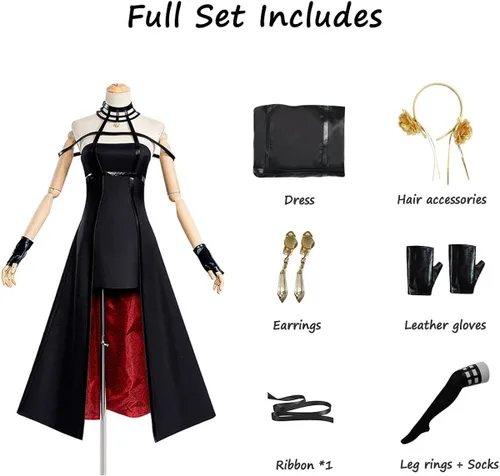 Vista 5 de HNZQE Disfraz de anime SPY FAMILY Yor Forger para cosplay de Yor Briar, uniforme de fiesta de Halloween con peluca para mujeres y hombres