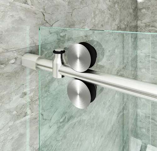 Vista 8 de DIYHD NBSHOWERC - Accesorios para puerta de granero de acero inoxidable sin marco, kit de ducha de 5 pies (cromado) Glass not included; Features