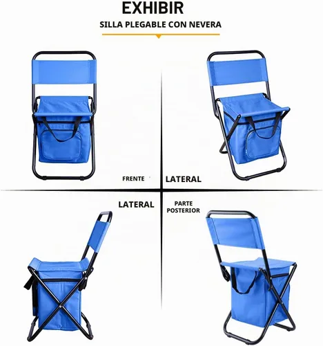 Vista 4 de LEADALLWAY Silla de Pesca con Bolsa Enfriadora Taburete de Pesca Compacto Silla de Camping Plegable