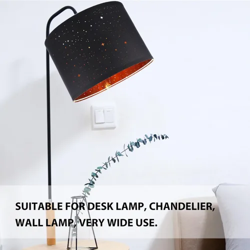 Vista 5 de LIFKOME Pantalla de tela Pantalla de lámpara de tambor de estrella, pantallas ahuecadas para lámpara de mesa, clip en la bombilla, lámpara de araña