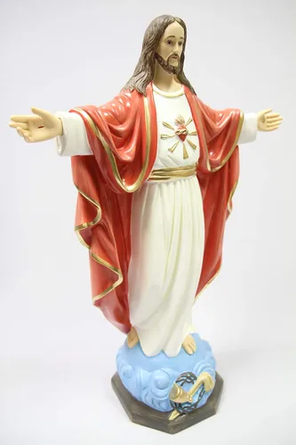 Vista 8 de Figura de escultura de estatua italiana de 24 pulgadas, bendición del corazón sagrado de Jesucristo, hecha en Italia
