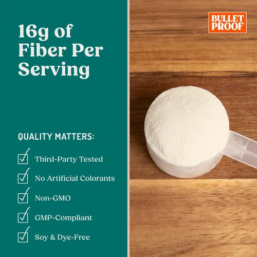 Vista 4 de Bulletproof Innerfuel - Polvo de fibra prebiótica, sin sabor, 0.66 onzas de fibra, de origen vegetal, sin OMG y probado por terceros, apoya la salud