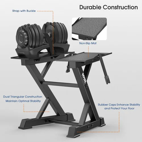 Vista 3 de Estante Ajustable para Mancuernas Estante de Pesas Resistente, Soporte de Almacenamiento de Mancuernas para Gimnasio en Casa con Base