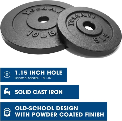 Vista 4 de Yes4All Juego de mancuernas ajustables de hierro fundido de 1.15 pulgadas, 30 libras, para gimnasio en casa, entrenamiento de fuerza, entrenamiento