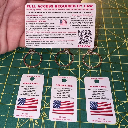 Vista 6 de Tarjeta personalizada de animales de servicio estadounidense con código QR Enlace al juego de etiquetas de ley y collar de ADA v2.