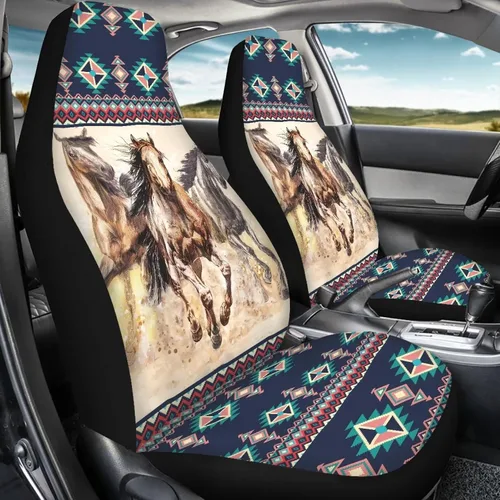 Vista 27 de LedBack Fundas universales de asiento de coche solo para asientos delanteros, bandera estadounidense, ciervos, 2 piezas, protector elástico