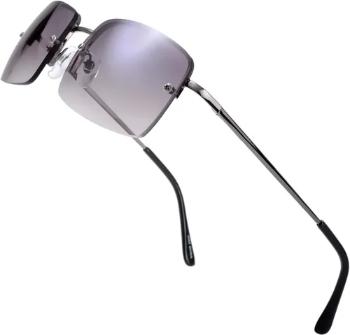 Vista 22 de The Fresh - Lentes de sol minimalistas pequeños rectangulares transparentes - Embalaje exquisito