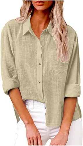 Vista 44 de SMIDOW Camisa de algodón y lino con botones para mujer