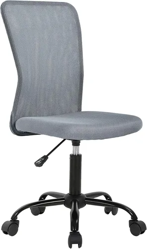Vista 9 de Silla de oficina ergonómica – Silla de computadora con respaldo medio con altura ajustable, moderna giratoria sin brazos, soporte de espalda Negro
