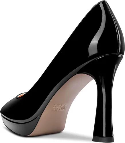 Vista 3 de Saekcted Zapatos de tacón alto de tacón de aguja para mujer, zapatos de tacón puntiagudo, sin cordones, para boda, oficina, 3.9 pulgadas