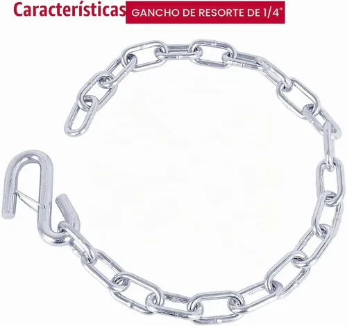 Vista 5 de NBJINGYI 1/4" X 27" 2 piezas, cadena de seguridad para remolque de grado 30 con ganchos de resorte y un gancho en S