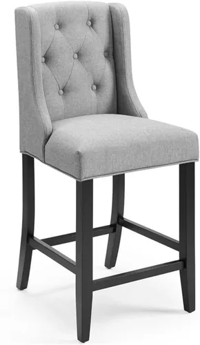 Vista 11 de Modway Baronet - Juego de 2 taburetes tapizados de tela con botones copetudos, color azul